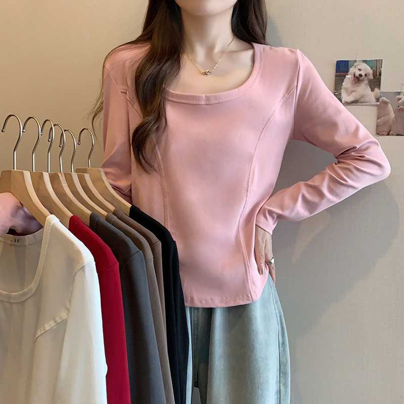 Plus Size Round Neck Long Sleeve T-Shirt Slimming Fall 2026 Base Layer Top