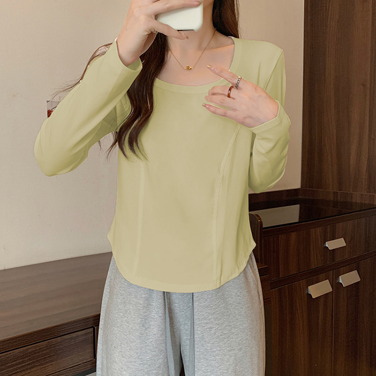 Plus Size Round Neck Long Sleeve T-Shirt Slimming Fall 2026 Base Layer Top - Image 3