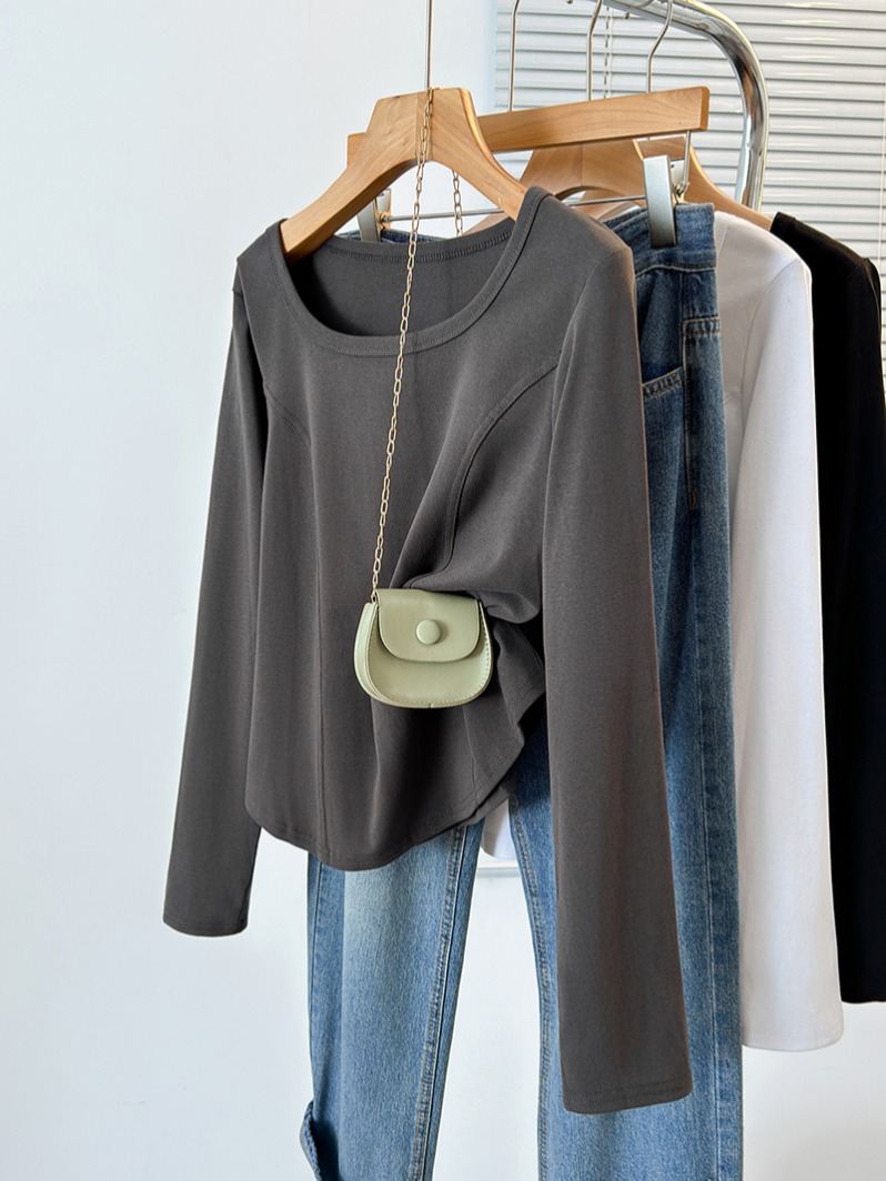2026 Autumn Plus Size Women's Round Neck Long Sleeve T-Shirt Slimming Base Layer Top - Image 4