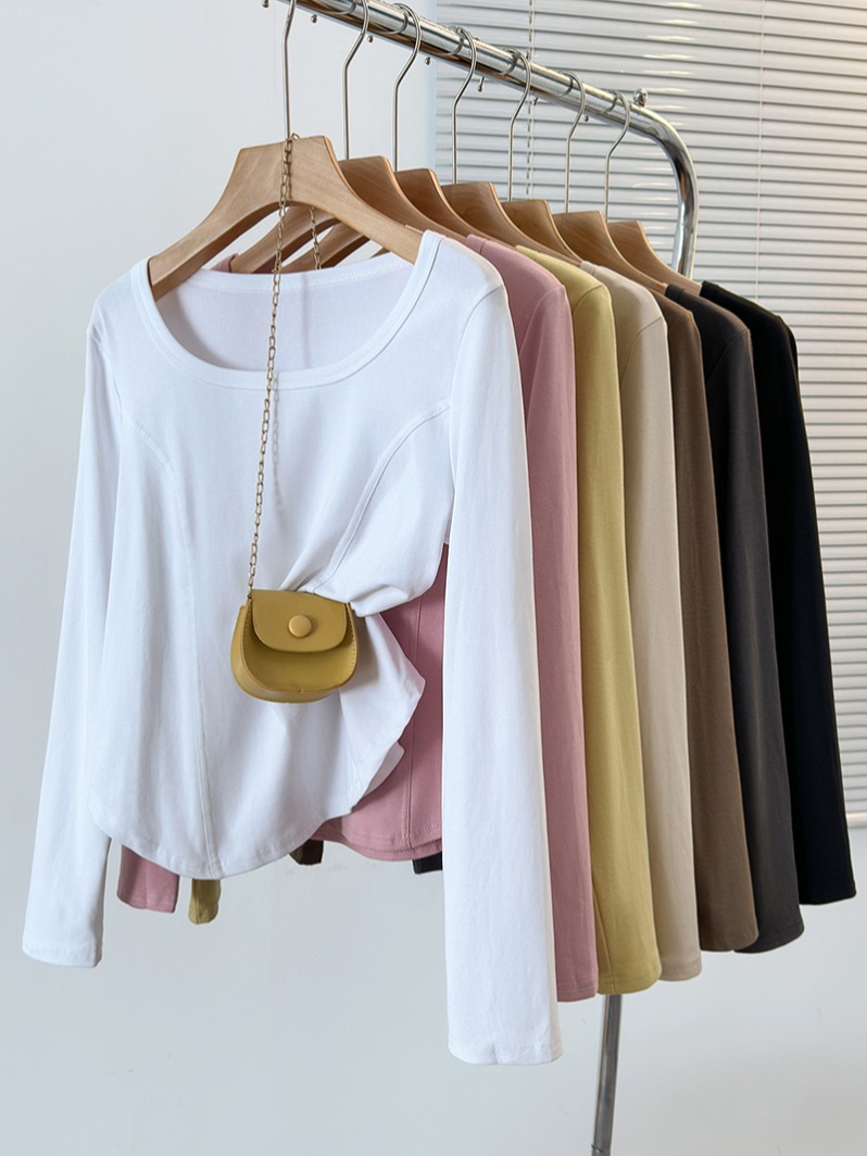 2026 Autumn Plus Size Women's Round Neck Long Sleeve T-Shirt Slimming Base Layer Top