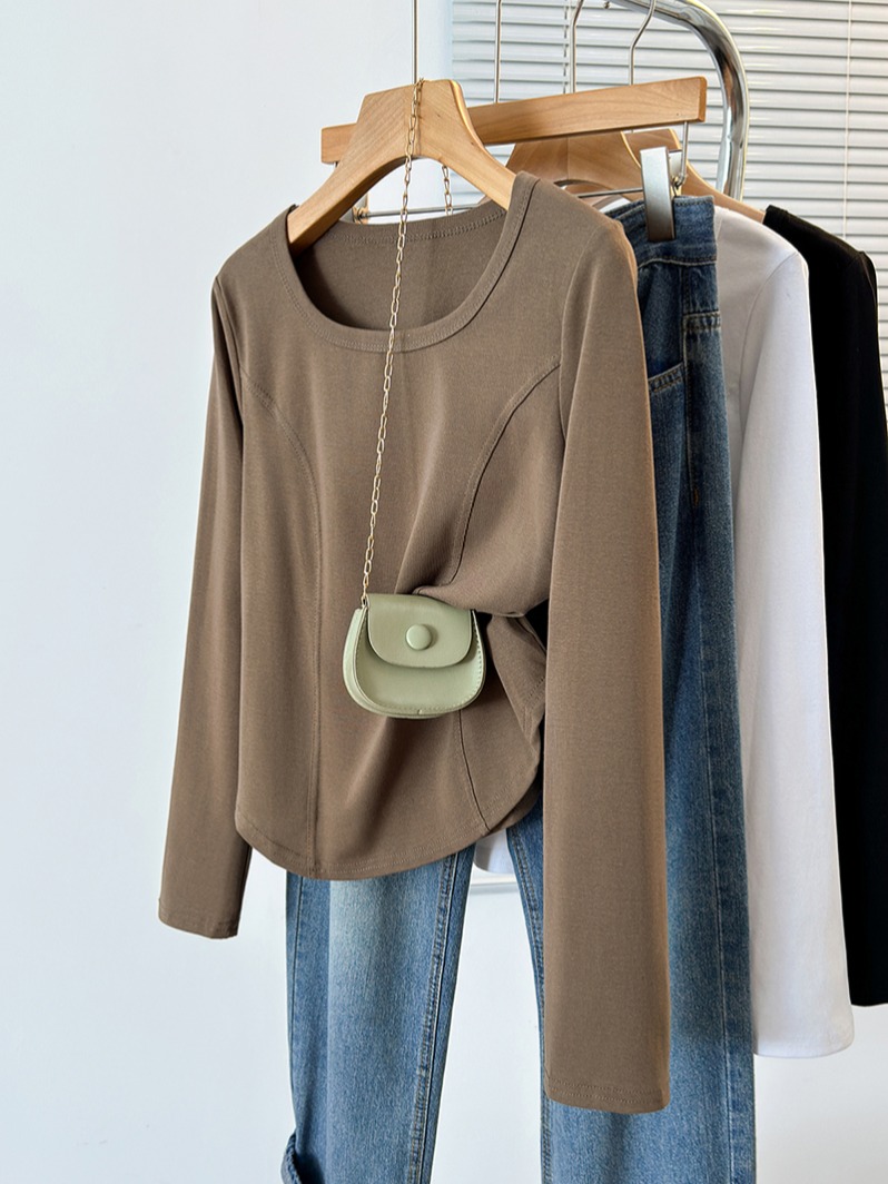 2026 Autumn Plus Size Women's Round Neck Long Sleeve T-Shirt Slimming Base Layer Top - Image 2