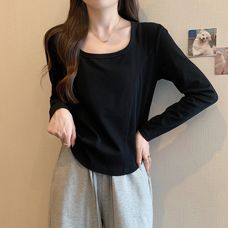 Plus Size Round Neck Long Sleeve T-Shirt Slimming Fall 2026 Base Layer Top - Image 4