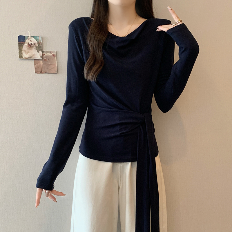 Plus Size Women's Cowl Neck Long Sleeve Top with Ribbon Detail Slimming Fall 2026 - Image 2