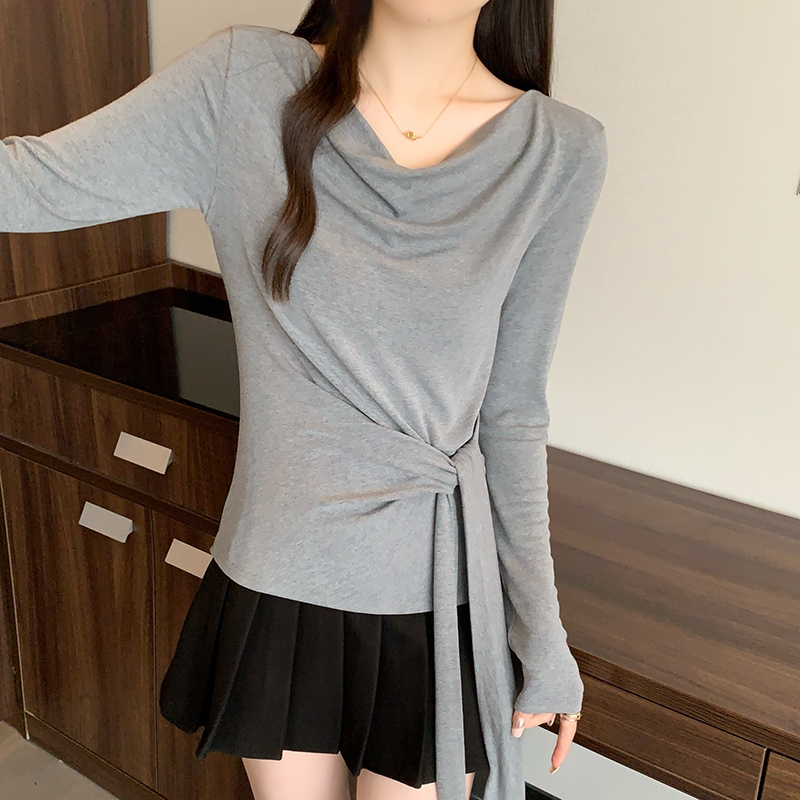 Plus Size Women's Cowl Neck Long Sleeve Top with Ribbon Detail Slimming Fall 2026 - Image 4