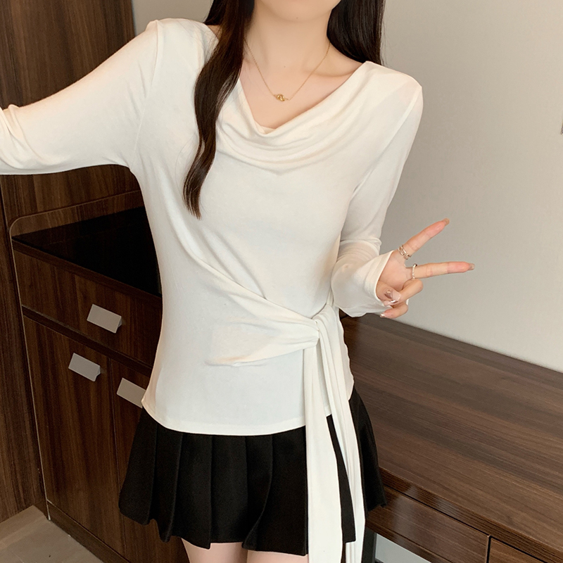Plus Size Women's Cowl Neck Long Sleeve Top with Ribbon Detail Slimming Fall 2026 - Image 3