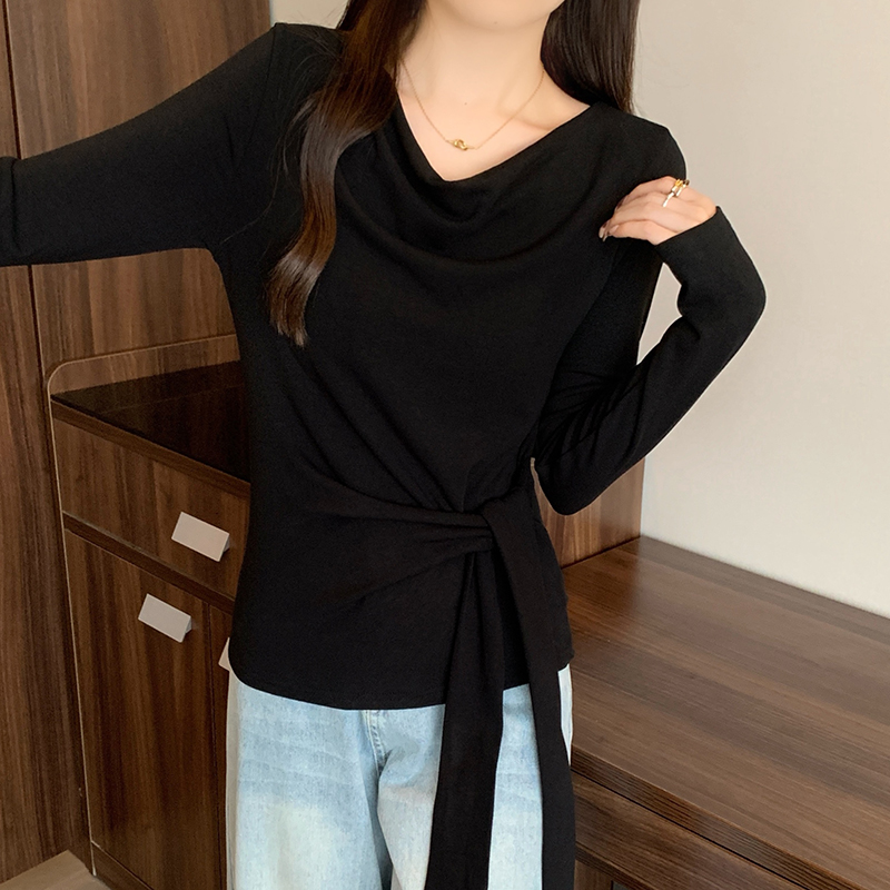 Plus Size Women's Cowl Neck Long Sleeve Top with Ribbon Detail Slimming Fall 2026 - Image 5