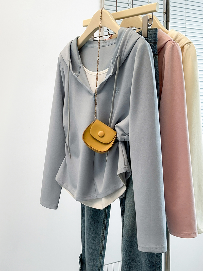 2026 Autumn Plus Size Women's Drawstring Hooded Long Sleeve Top - Image 2