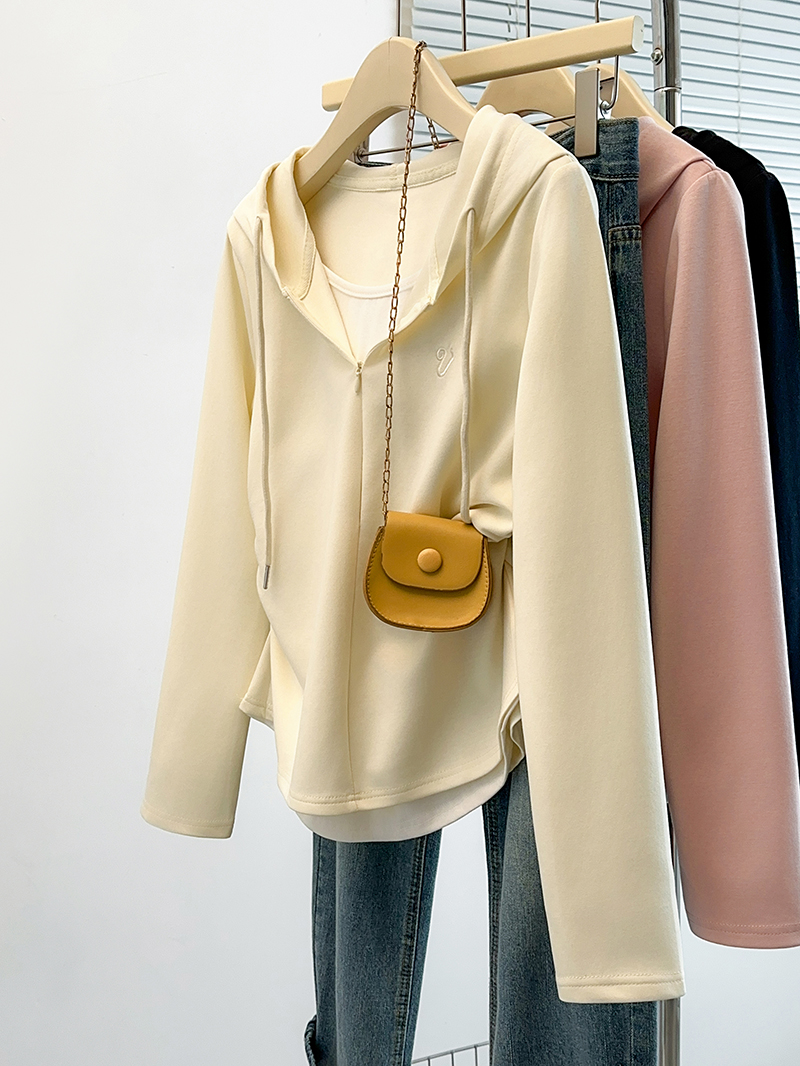 2026 Autumn Plus Size Women's Drawstring Hooded Long Sleeve Top - Image 3