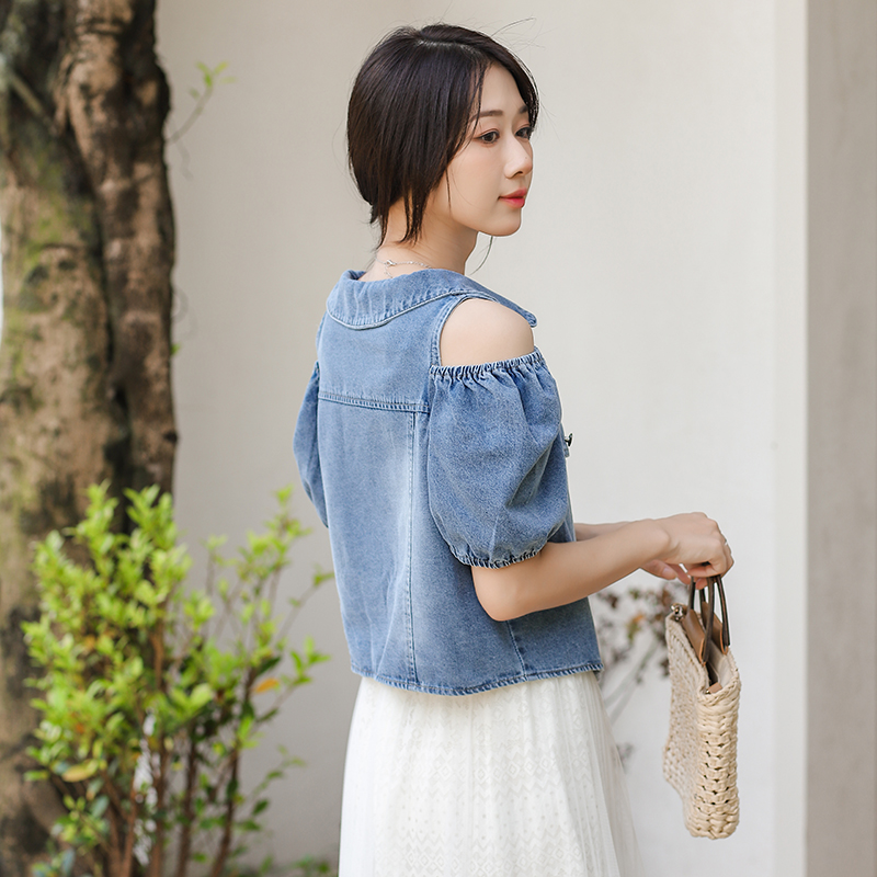 Women's Trendy Soft Skin-Friendly Short Denim Jacket with Drop Shoulder Sleeves - Image 4