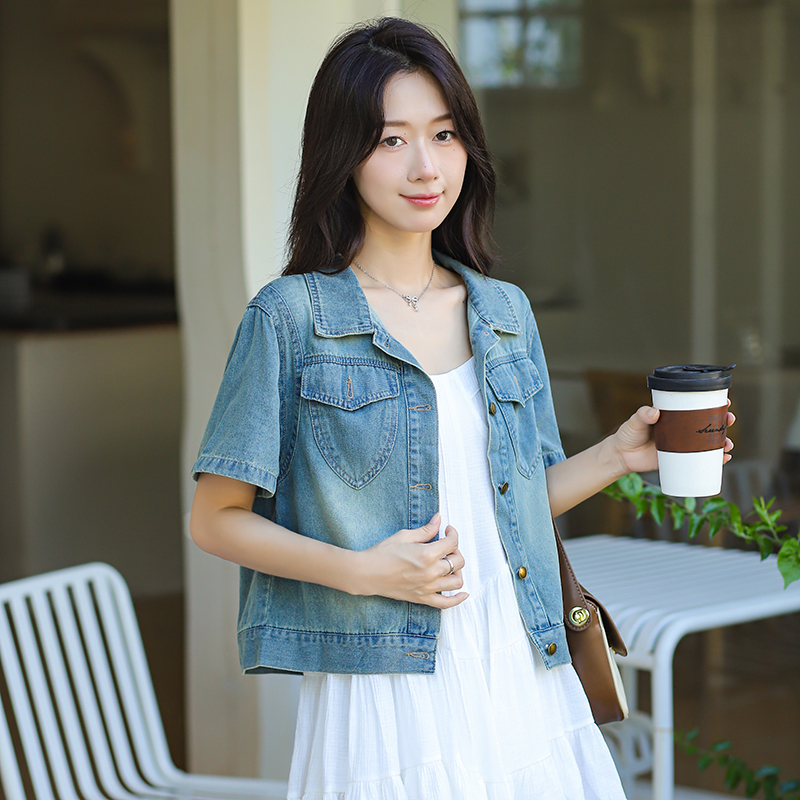 Women's Summer Loose Denim Short Sleeve Shirt - Image 2