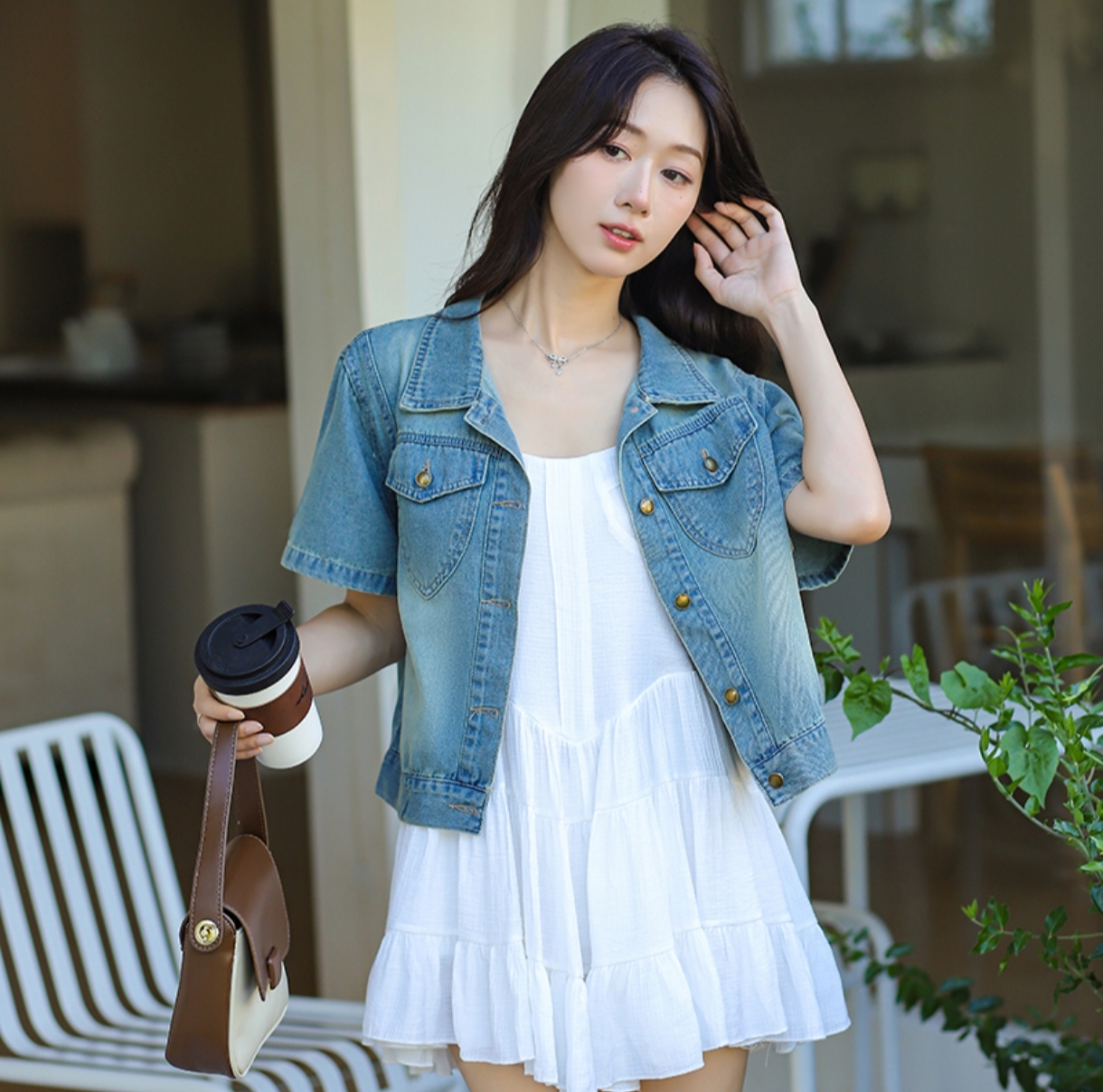 Women's Summer Loose Denim Short Sleeve Shirt - Image 4