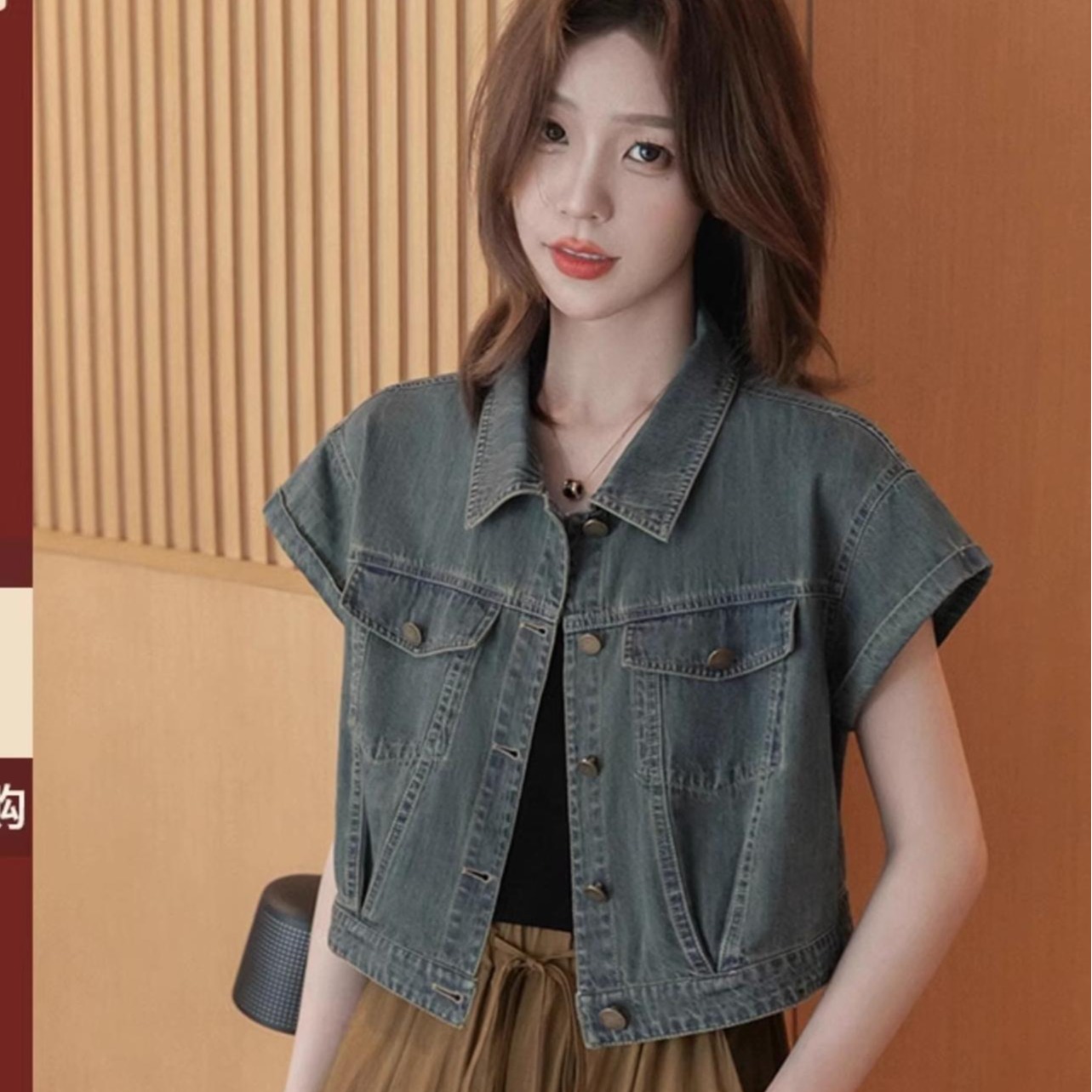 Retro Skin-Friendly Loose Denim Short Sleeve Top