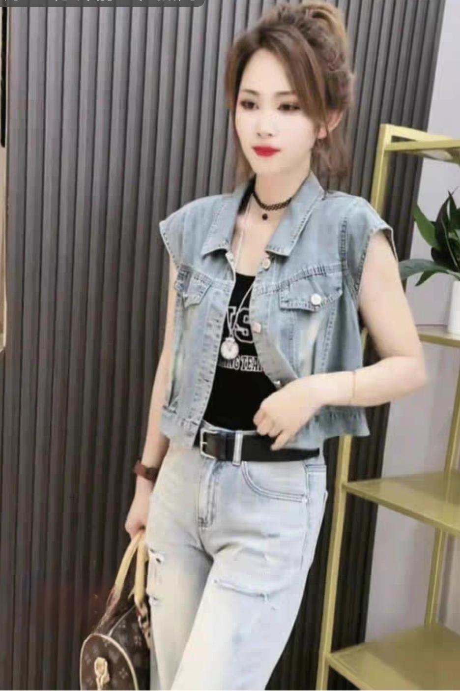 Women's Fly Sleeve Denim Top Vintage Button Down Soft Cotton Blend - Image 3