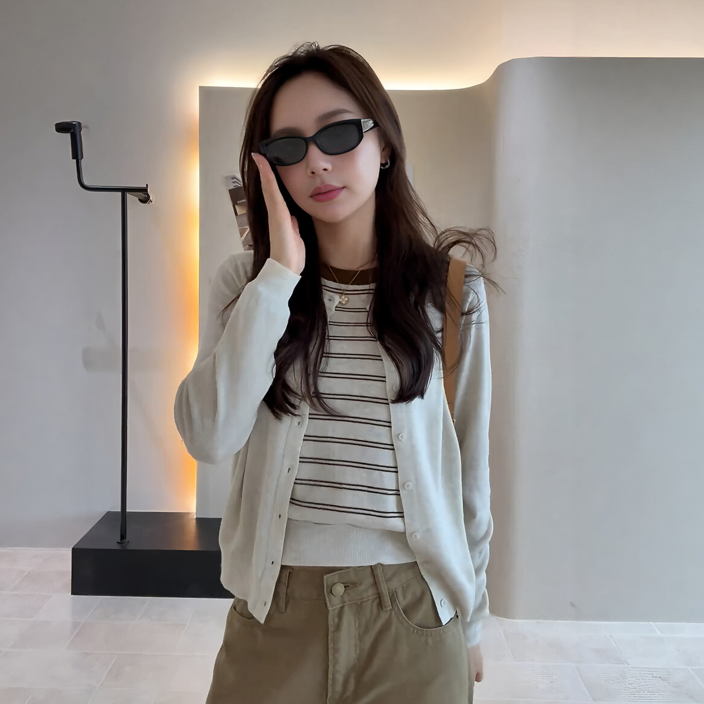 Striped Patchwork Faux-Layer Knit Sweater Casual Versatile Women's Top - Image 3