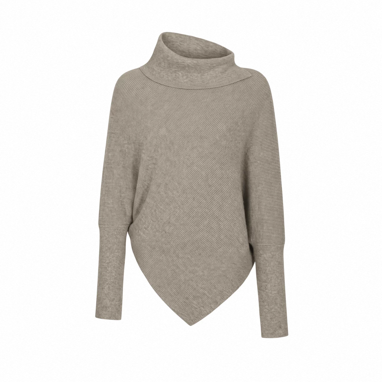 Irregular High Neck Cape Batwing Sleeve Lazy Knit Sweater for Women - Image 5